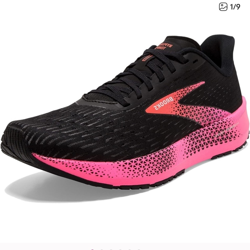 Brooks Hyperion Tempo Black and Neon Pink Sneakers 10